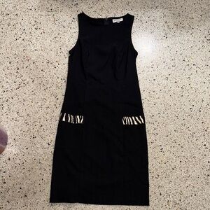 Vintage Harlow dresses black mini dress textured zebra print pockets 8